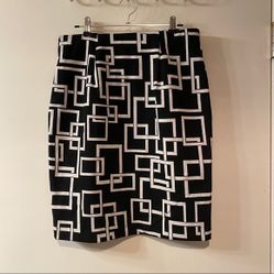 Adrienne Vittadini Petite Midi Skirt Black White