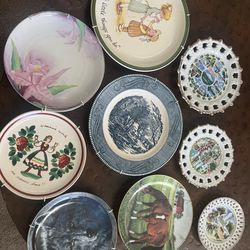 9 vintage collectible plates from 1960s and 1970s
