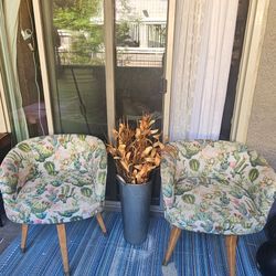 Cactus Print Mid-century Style Swivel Cocktail Chair.