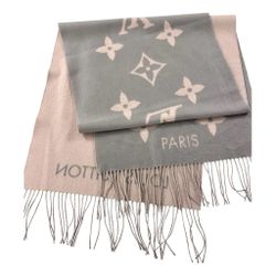 Authentic Louis Vuitton Monogram Fringe Scarf – Reversible Pink & Gray