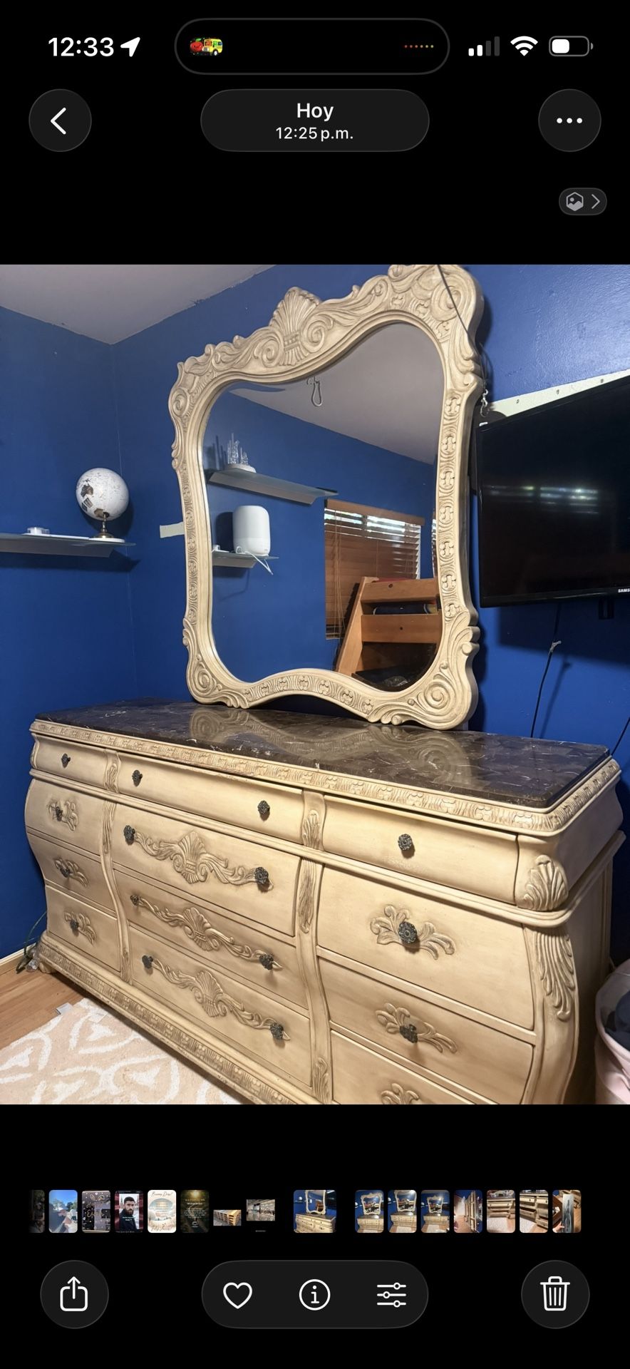 Beautiful dresser with marble top and mirror✨