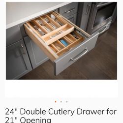 NEW Hardware Resources 24" Double Cutlery Drawer - Large 2-Tier Wood Organizer
