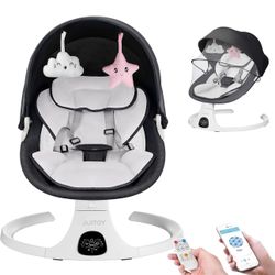 Baby Swing for Infants to Toddler Electric Newborn Swing with 5-Speed 3-Seat Positions 5-Point Carabiner,with Bluetooth Music 10-Preset Melodies, Indo