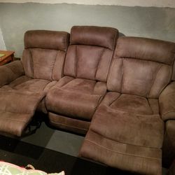 Couch (Very Decent Condition, Reclining, Faux Leather)