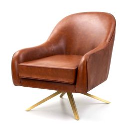 Faux Leather Swivel Accent Chair