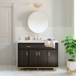 Scott Living Fletcher 48-in Charcoal Undermount Single Sink Bathroom Vanity with White Lightly Veined Quartz Top
