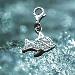 925 Sterling Silver Double Sided Dolphin Charm