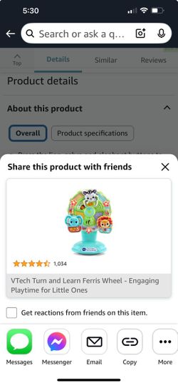 New 6 Months + VTech Turn And Learn Ferris Wheel Baby Toy