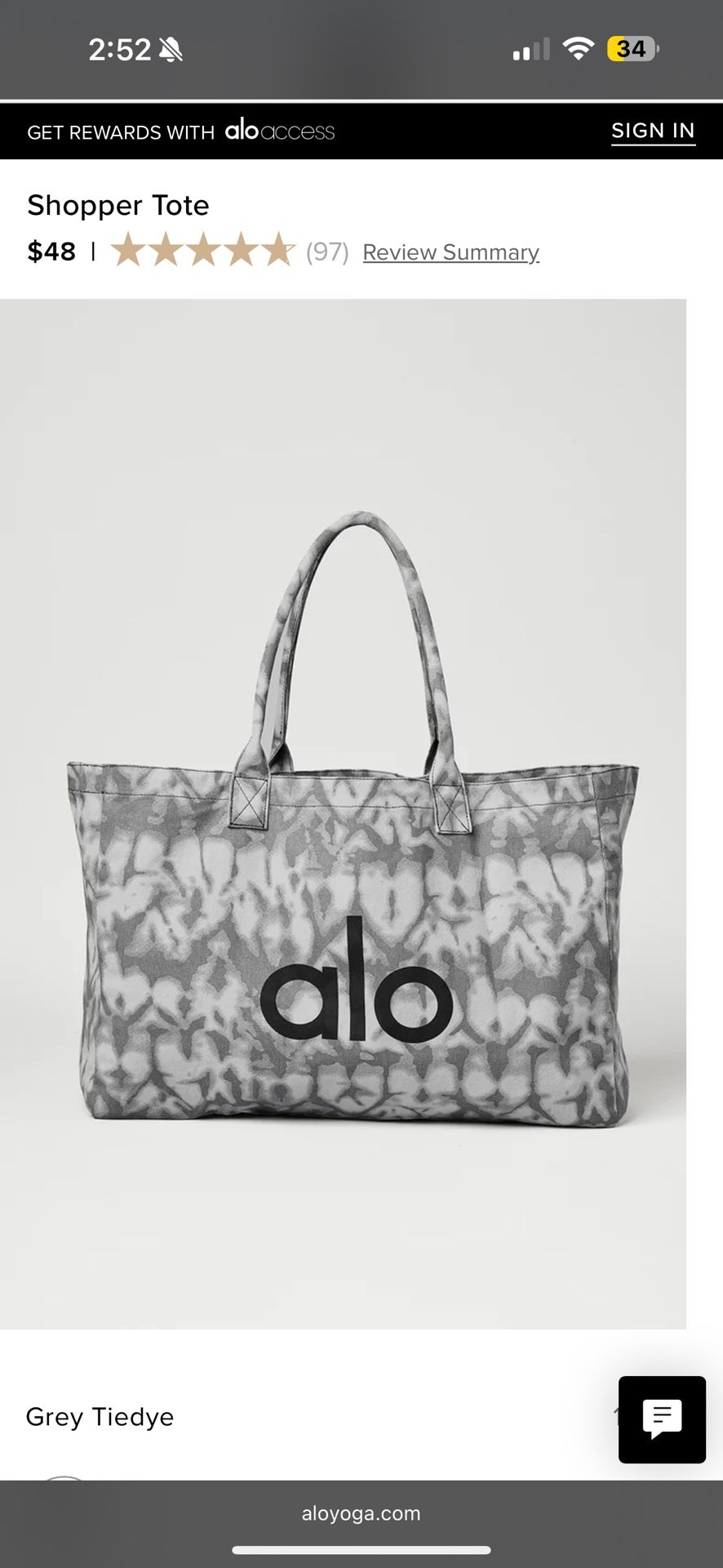 Alo Yoga Tote Bag – Gray Tiedye with Black Logo