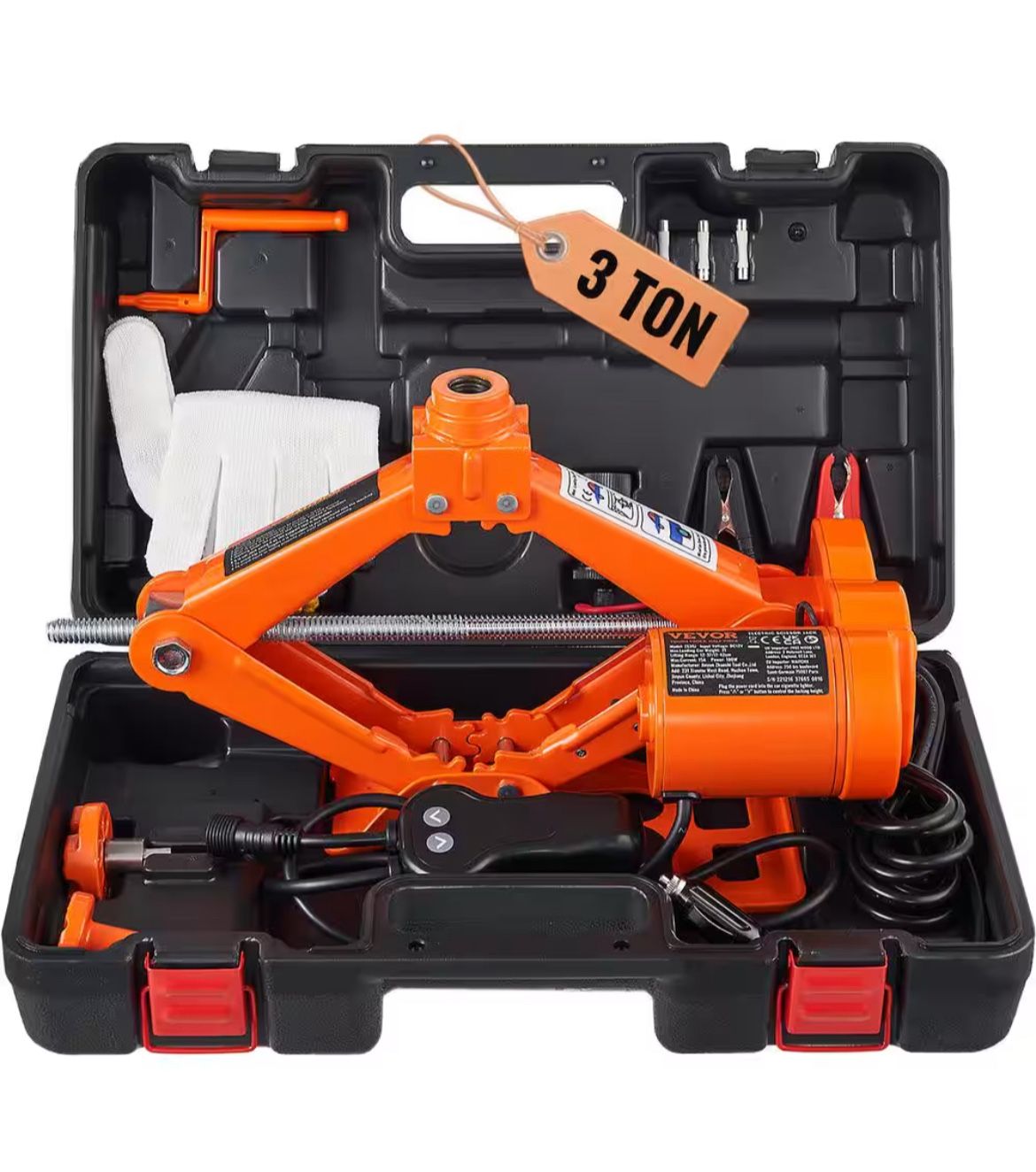 3-Ton 6600 lbs. Electric Scissor Jack Car Floor Jack 12-Volt Lift Up To 16.5 in. H with Remote Control for Sedan SUV