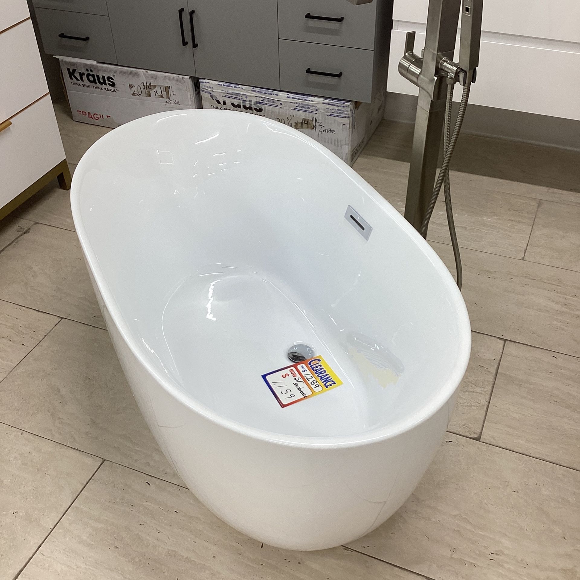 51” Sea breeze White Acrylic Freestanding Bathtub Built In Metal Frame With Adjustable Feet