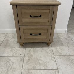 New Wampat End Table W/  Drawer Or Night Stand  W/ Charging Station 