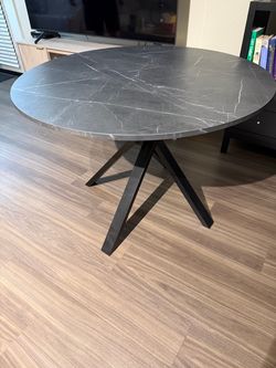 IKEA Black Round Table Marble Effect - excellent condition