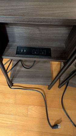 Matching Pair of Slim Bedside Tables with Built-in Outlets & USB