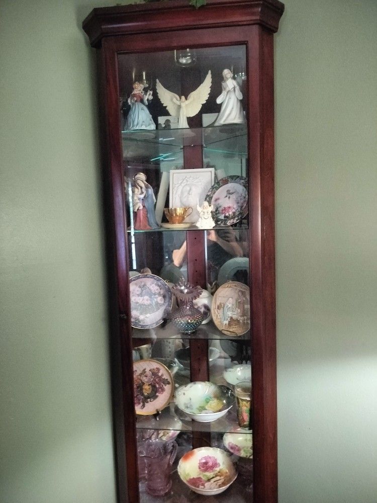 Corner Glass Curio Cabinet – Solid Wood Display