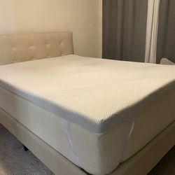 Cream Upholstered Bed Frame & Headboard 