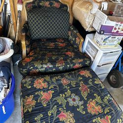 Antique Chair With Ottoman