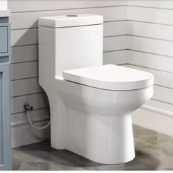 Hanikes Dual Flush Round Toilet 1.1/1.6 GPF White w/ Soft Close Seat