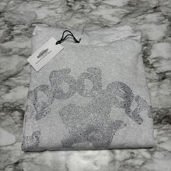 Sp5der Rhinestone Hoodie Grey Pullover Men’s Size Medium New With Tags)