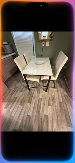 Glass table with table