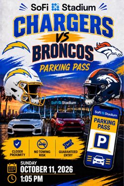SoFi Stadium On-Site Parking Pass - Chargers vs. Broncos
