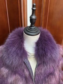 Purple Fox Fur and Rex Rabbit Fur Coat – Size XXL