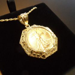 NEW 10K GOLD LIBERTY PENDANT WITH CHAIN 