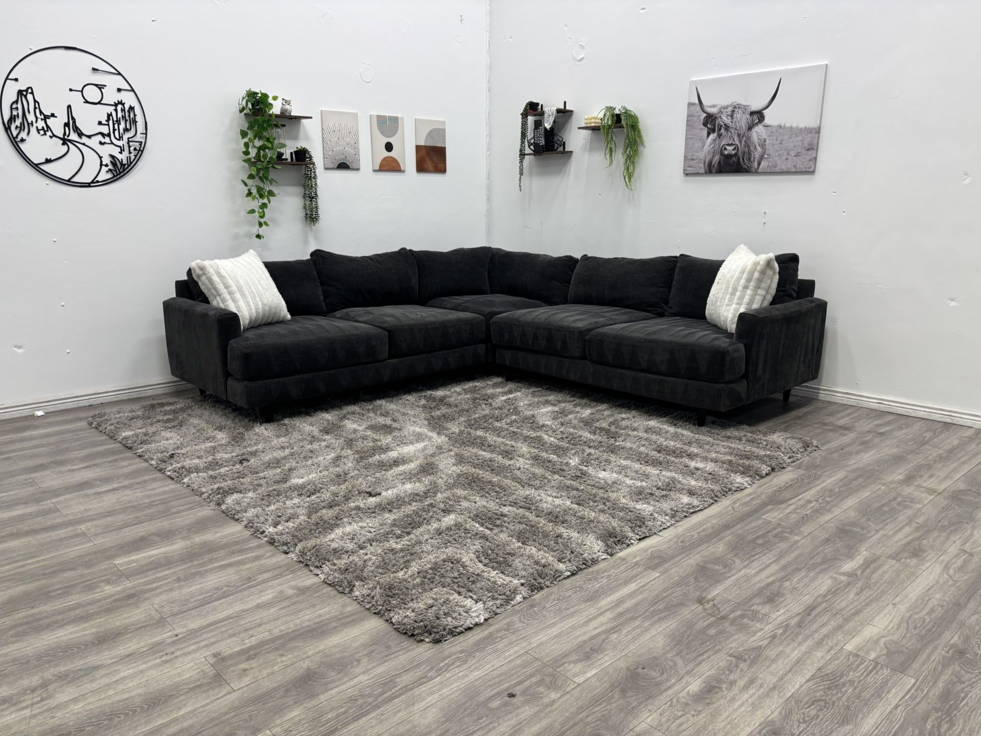 Black Sectional Couch - Free Delivery