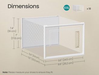 SONGMICS XXL Shoe Boxes Clear Plastic Sneaker Box Stackable Set of 17 - White