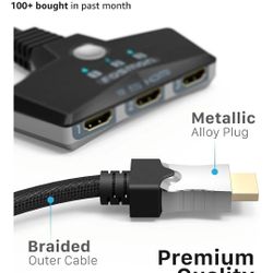 Fosmon 4K HDMI Switch 3 in 1 out 4K@60Hz, 3-Port HDMI Switcher HD 1080P 60Hz HDCP 2.2, HDMI Splitter Hub Compatible with HDTV, PS5/4, Xbox, Fire Stick