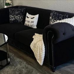 Beautiful Black Velvet Sofa 