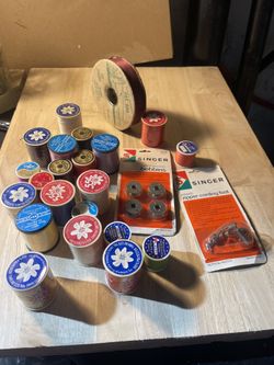 Vintage Sewing Thread Lot – SAS & American Thread Co. Polyester Spools – Assorted Colors”