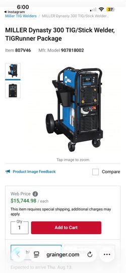 MILLER Dinasty 300 TIG/Stick Welder TIGRuner Package