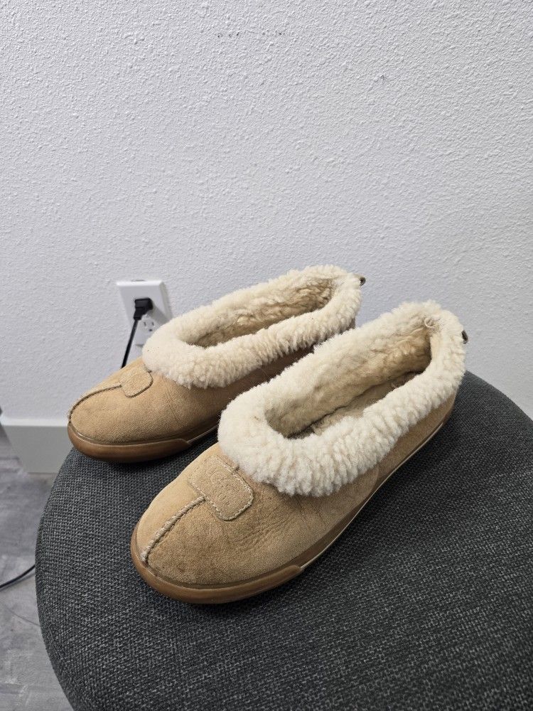 UGG Slippers Rylan Womens 12 Slip On Flats 1871 Brown Sherpa Slippers Comfort
