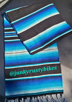 New blue black white 5x7 Serape Sarape Zarape Mexican Blanket