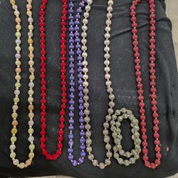 Assorted Colors Silk Bead Neckles And One Braclet
