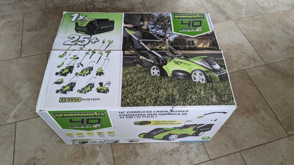 Brand New Greenworks lawn mower with 4AH battery, 40V 16"