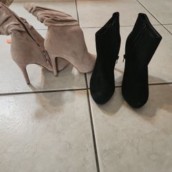 Womens Bootie Boots Heels Black Nude 