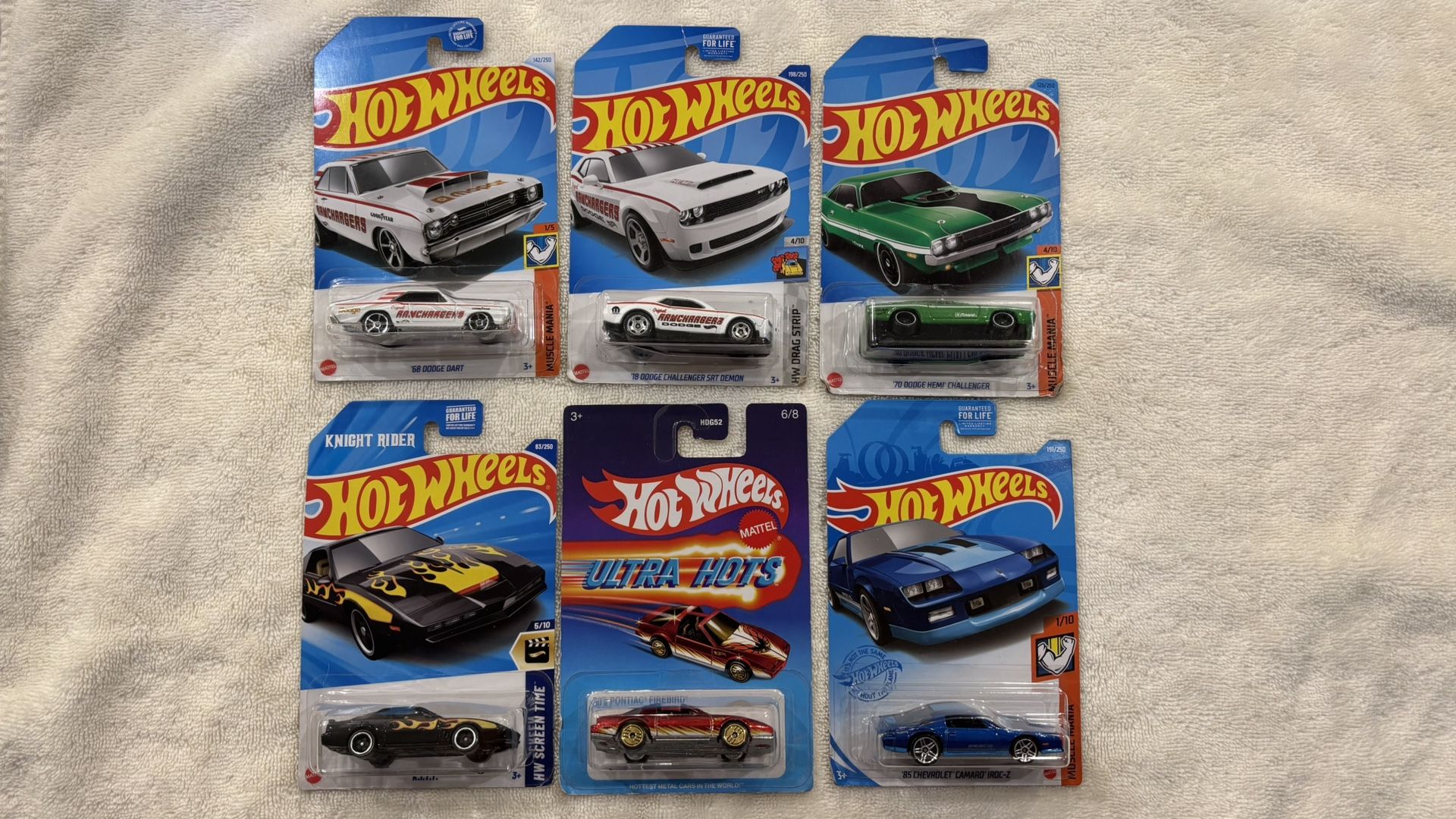 Hot Wheels Muscle Dodge KITT Pontiac Chevy Lot Of 6 Cars New