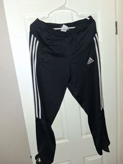 Adidas Black Track Pants with White Stripes