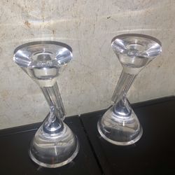 Crystal Glass Candle Holders Set Of 2