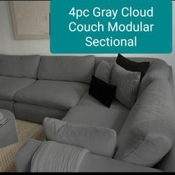 Gray Cloud Dupe Modular Sectional Couch Sofa 