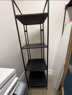 4 Tier Black Metal And Wood Book Shelves