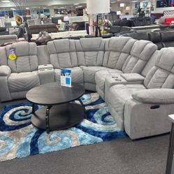 NEW ARRIVAL 🛑Beautiful Grey Power Reclining Sectional With LED Lighting $1599