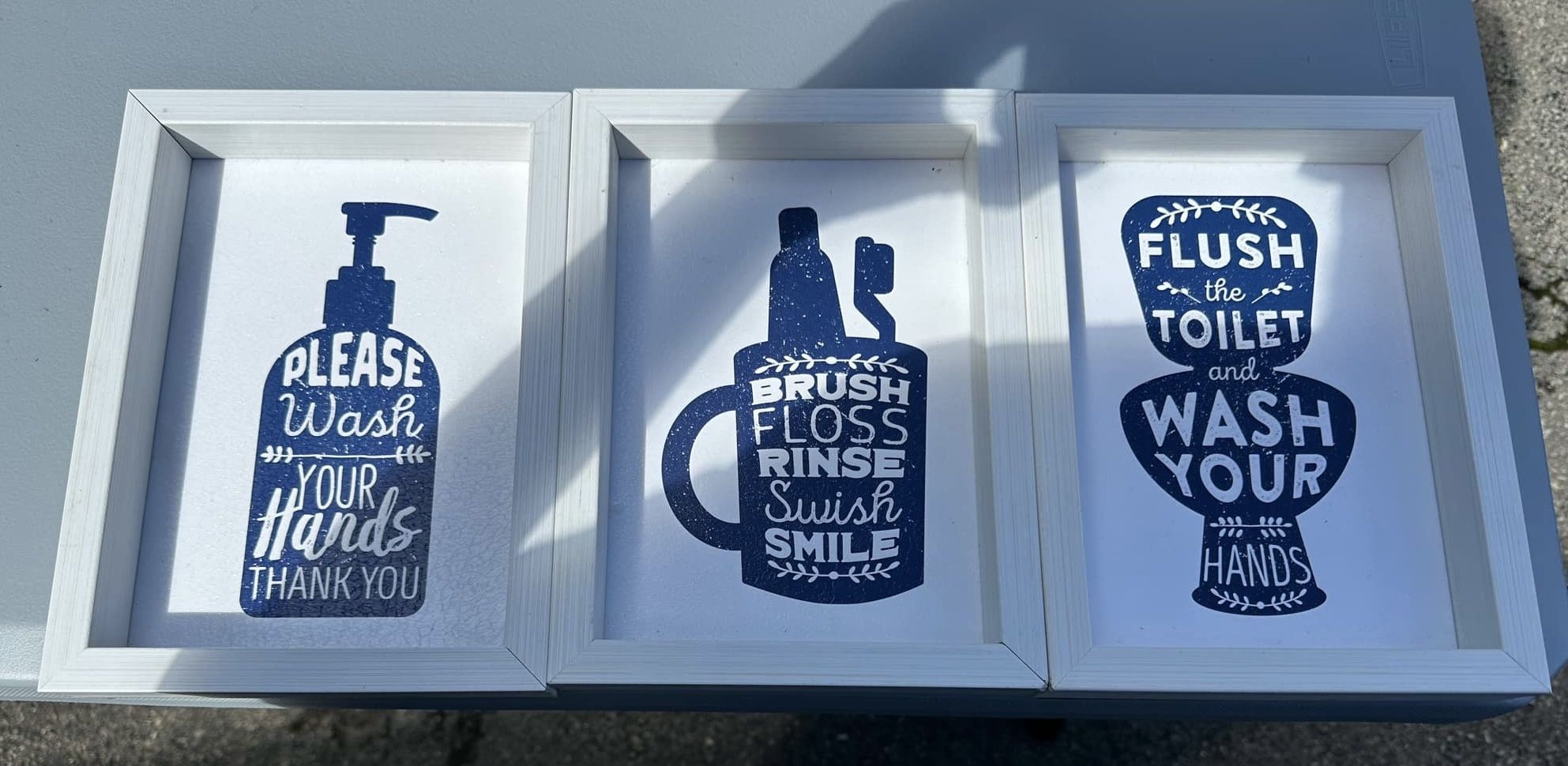 3 PIECE POWDER ROOM OR BATHROOM PICTURE SET