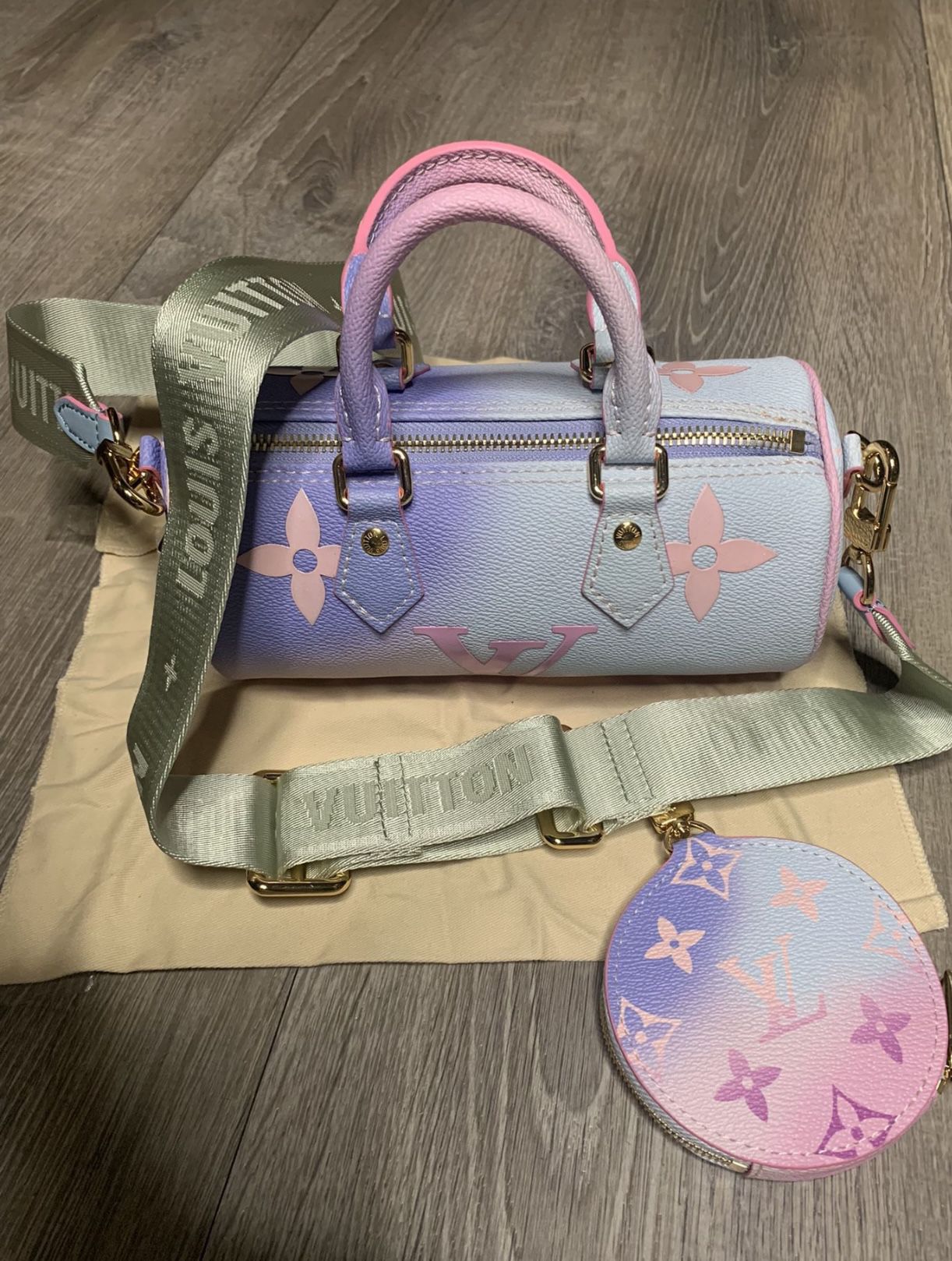 pink and green lv bag