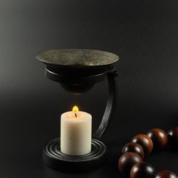 Vintage Iron & Copper Candle Holder. Rustic/Primitive/Brutalist Look 