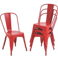 Metal Chairs Set of 4 Stackable Chairs.