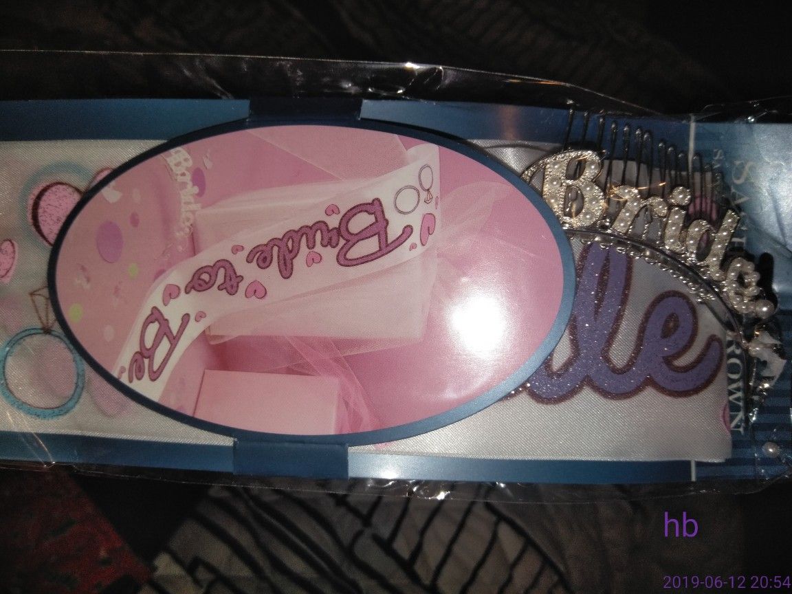 Bride to be comb and sash...