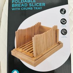 Ivation Foldable Bread Slicer w/ Crumb Tray – Bamboo Wood (NEW)